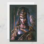 "Athena's Fierce Loyalty" Farbiges Portrait Einladung (Vorne/Hinten)