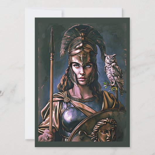 "Athena's Fierce Loyalty" Farbiges Portrait Einladung (Vorderseite)