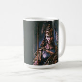 "Athena's Fierce Loyalty" Farbiges Portrait Kaffeetasse (VorderseiteRechts)
