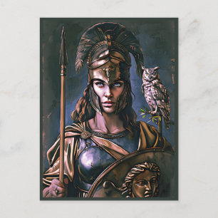 "Athena's Fierce Loyalty" Farbiges Portrait Postkarte