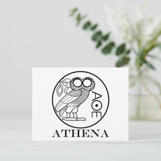 Athene Eule tetradrachm (Engravers-Schriftart) Postkarte (Stehend Vorderseite)