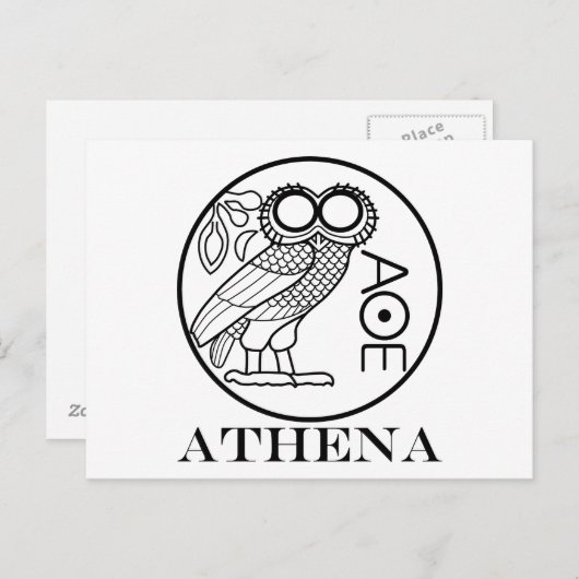 Athene Eule tetradrachm (Engravers-Schriftart) Postkarte (Vorne/Hinten)