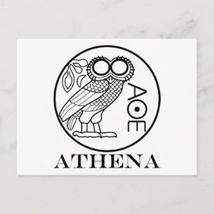 Athene Eule tetradrachm (Engravers-Schriftart) Postkarte