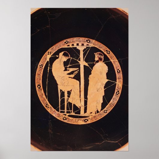 Athener Rot-Figur-Kylix mit Aegeus Poster (Vorne)
