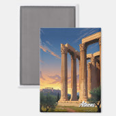 Athener Tempel Olympian Zeus Griechenland Reisen Magnet (Vorderseite/Rückseite)