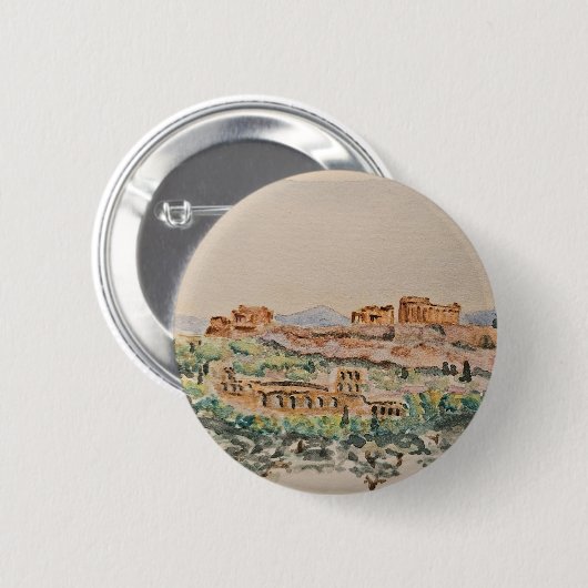 Athenischer Akropolis-Button Button (Vorne & Hinten)