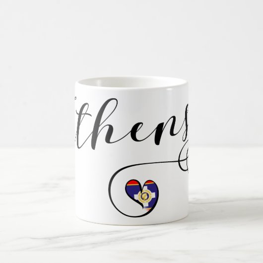 Athens Flag Heart, Griechenland Kaffeetasse (Mittel)