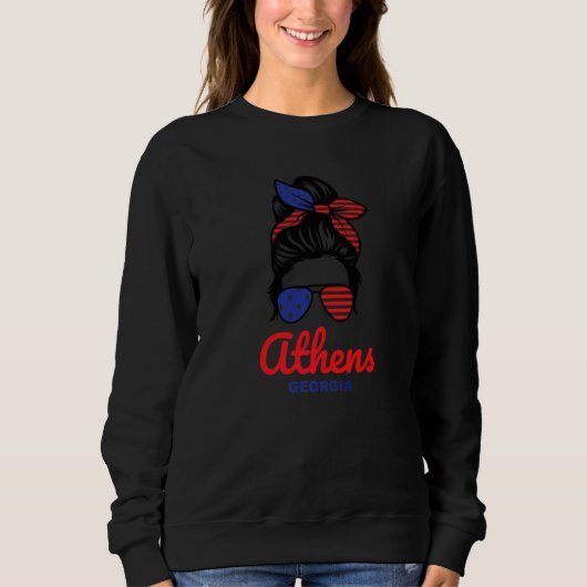 Athens Georgia Retro-Messy-Bun Sweatshirt (Vorderseite)