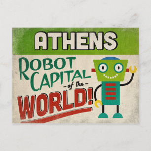 Athens Georgia Robot - Funny Vintag Postkarte