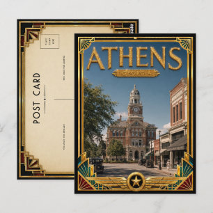 Athens Georgia Vintage Art Deco Golden Age Postkarte