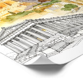 Athens Greece Acropolis Watercolor Sketch Travel Poster (Ecke)