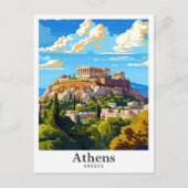 Athens Greece Vintage Travel Portrait Postkarte (Vorderseite)