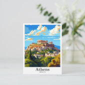 Athens Greece Vintage Travel Portrait Postkarte (Stehend Vorderseite)