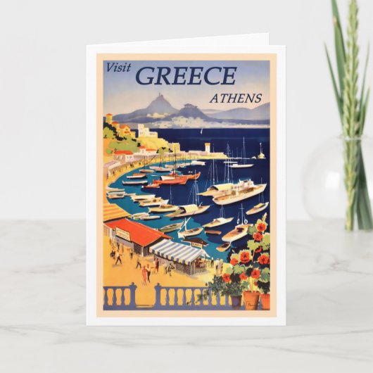 Athens, Greece Vintage Travel Poster Karte (Vorderseite)