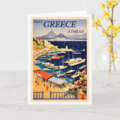 Athens, Greece Vintage Travel Poster Karte (Gelbe Blume)