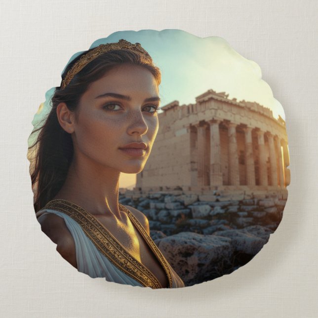 ATHENS - GREEK GODDESS RUNDES KISSEN (Vorderseite)