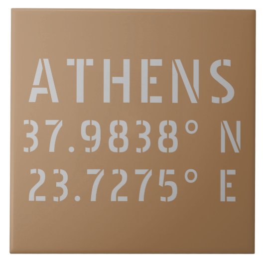 Athens Griechenland Breitengrad Fliese (Vorderseite)