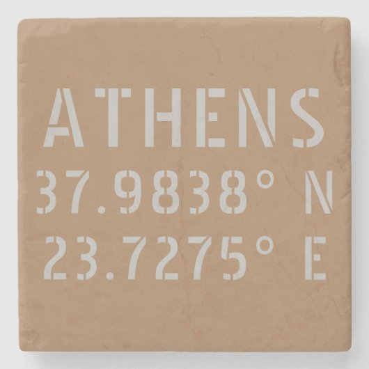 Athens Griechenland Breitengrad Steinuntersetzer (Vorderseite)