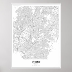 Athens, Griechenland Minimalistisch Map Poster (Ar