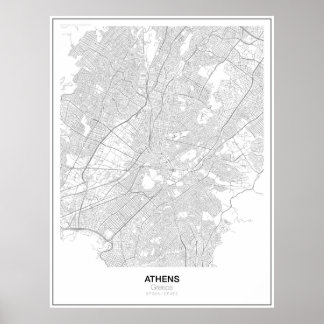 Athens, Griechenland Minimalistisch Map Poster (Ar