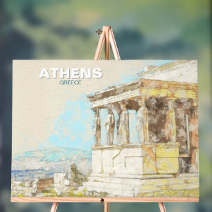 Athens Griechenland - Vintage Sicht Acrylschild