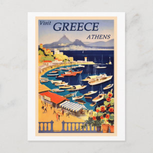Athens, Griechenland Vintage Travel Poster Postkarte