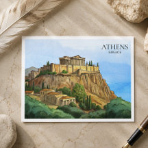 Athens Griechenland Wasserfarbenpostkarte | Histor