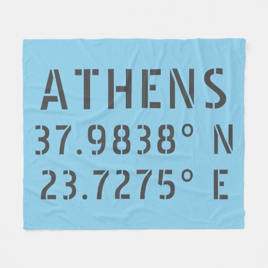 Athens Latitude Longitude Fleecedecke (Vorderseite (Horizontal))