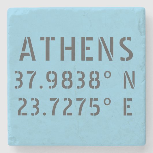 Athens Latitude Longitude Steinuntersetzer (Vorderseite)
