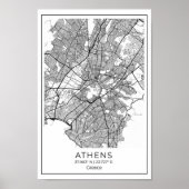 Athens Map - Athnes Black and White Map Poster (Vorne)