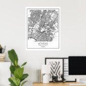 Athens Map - Athnes Black & White Map Poster (Heimbüro)
