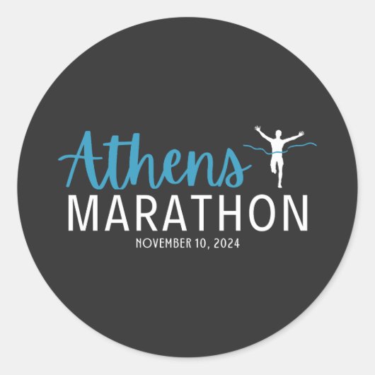 Athens Marathon 2024 Runder Aufkleber (Vorderseite)
