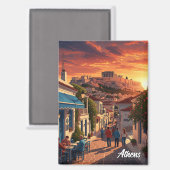 Athens Plaka Griechenland Reisen Magnet (Vorderseite/Rückseite)