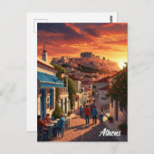 Athens Plaka Griechenland Reisen Postkarte (Vorne/Hinten)