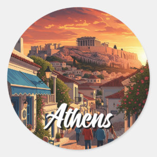 Athens Plaka Griechenland Reisen Runder Aufkleber