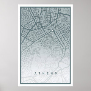 Athens Stadtplan Druck 8 FARBEN VERFÜGBAR Athen St Poster