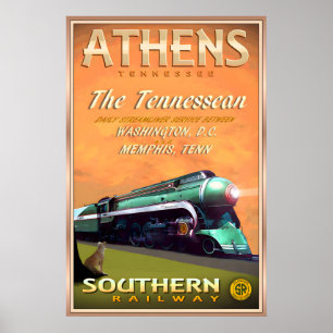 ATHENS Tennessee Southern Railway Reiseplakat Poster