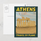 Athens Vintage Reiseplakat Postkarte (Vorne/Hinten)