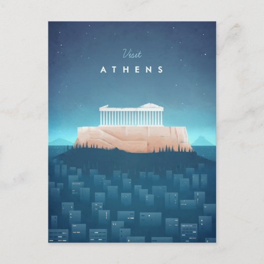 Athens Vintage Travel Poster - Art Postkarte (Vorderseite)