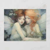 Äthereal Woodland Fairies Schlafen Postkarte (Vorderseite)