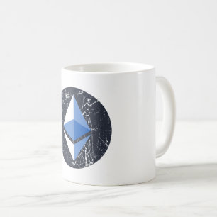äthereum Symbol grunge Kryptowährung Geld Kaffeetasse