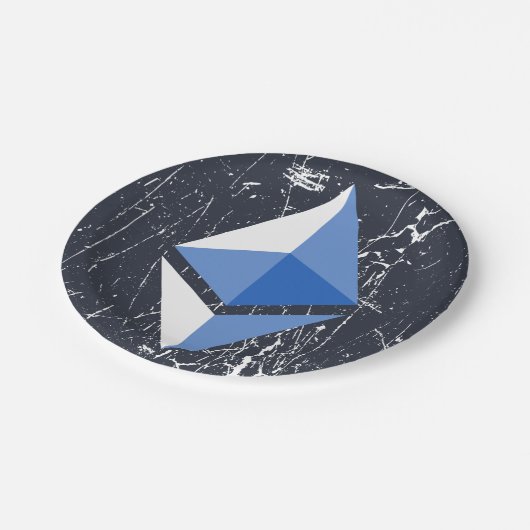 äthereum Symbol grunge Kryptowährung Geld Pappteller (Schrägansicht)