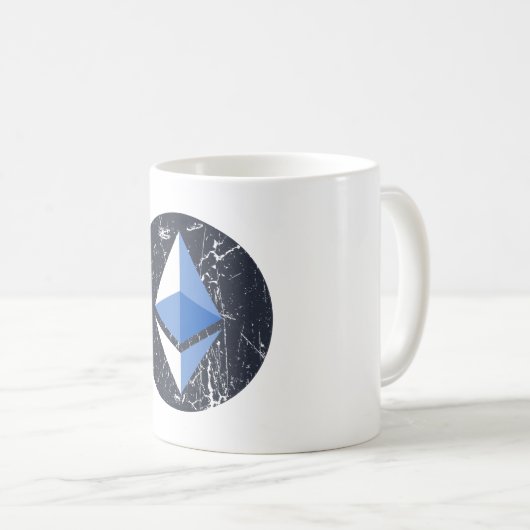 äthereum Symbol grunge Kryptowährungsgeld Kaffeetasse (VorderseiteRechts)