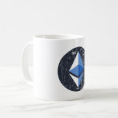 äthereum Symbol grunge Kryptowährungsgeld Kaffeetasse (Vorderseite Links)