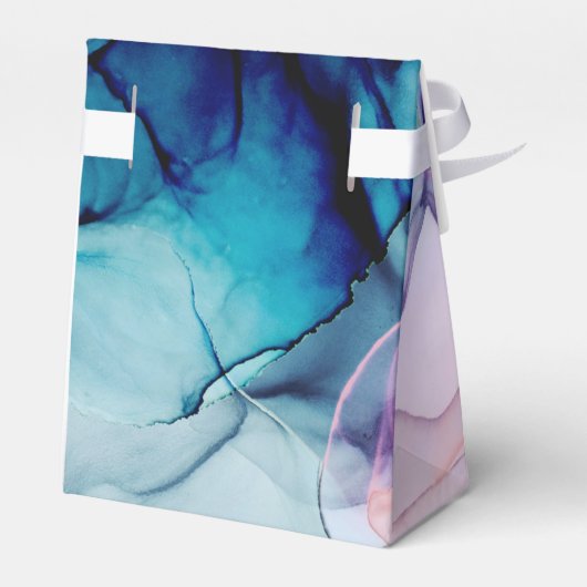Ätherisch Aquamarin rosa Elegant Inky Moderne Hoch Geschenkschachtel (Rückseite)