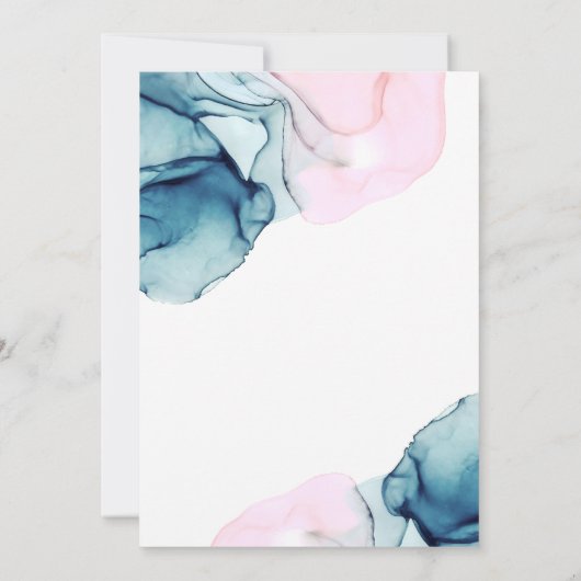 Ätherisch Aquamarin rosa Elegant Inky Moderne Süße Einladung (Rückseite)