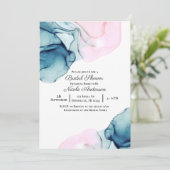 Ätherisch Aquamarin rosa Elegant Modernes Brautpar Einladung (Stehend Vorderseite)