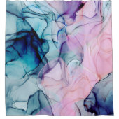 Ätherisch Aquamarin rosa Lila Inky Moderner Glamou Duschvorhang (Vorderseite)