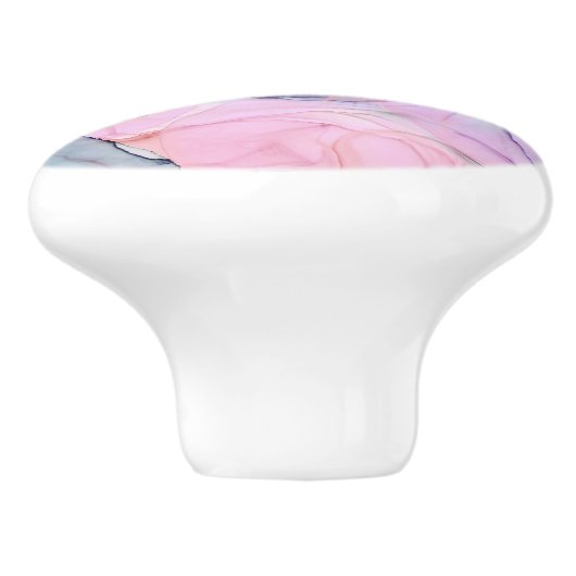 Ätherisch Aquamarin rosa Lila Inky Moderner Glamou Keramikknauf (Seitenansicht)