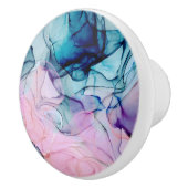 Ätherisch Aquamarin rosa Lila Inky Moderner Glamou Keramikknauf (Rechts)